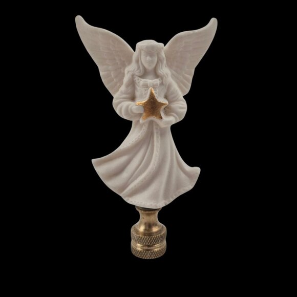 Lenox Other - Lenox Angel Lamp Finial Matte Bisque Porcelain Gold Star Vintage Christmas Decor